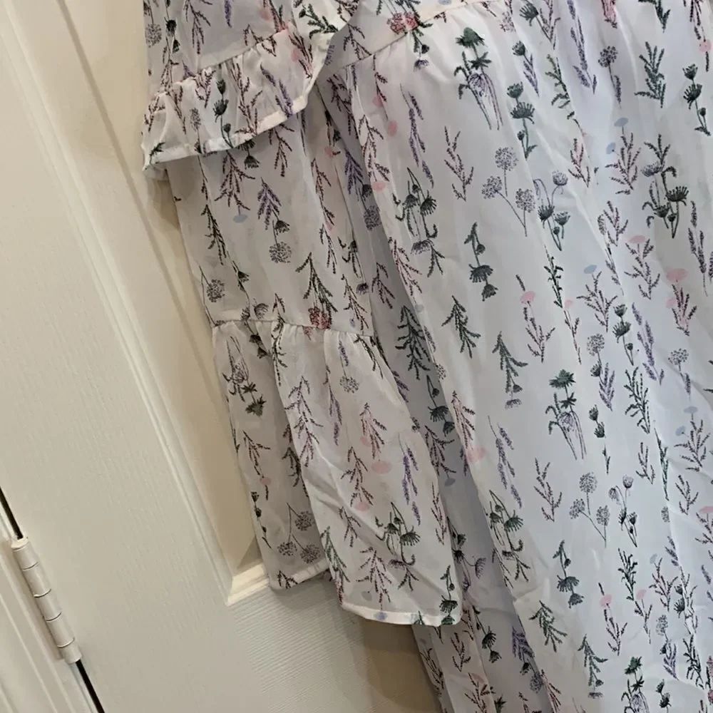 Spirit Of Grace Small SHEER Floral Scoop Neck 3/4 Flutter Sleeves Fire Soul NEW - Picture 4 of 13